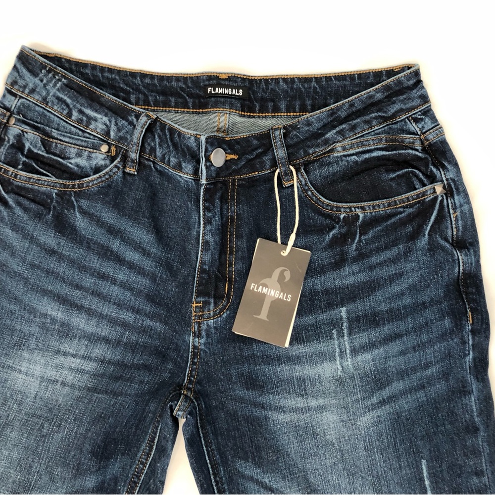 Women's Flamingals Dark Blue Stretch Jeans Sz Large